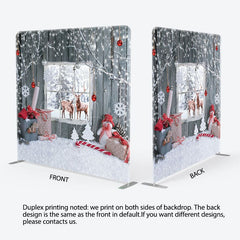 Aperturee - Aperturee Snowy Wooden Window Elk Merry Christmas Backdrop