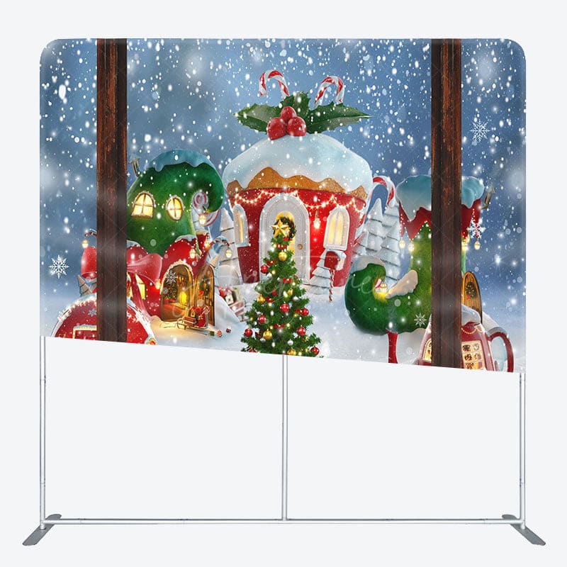 Aperturee - Aperturee Snowy Xmas House Tree Holiday Pillow Cover Backdrop