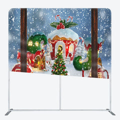 Aperturee - Aperturee Snowy Xmas House Tree Holiday Pillow Cover Backdrop