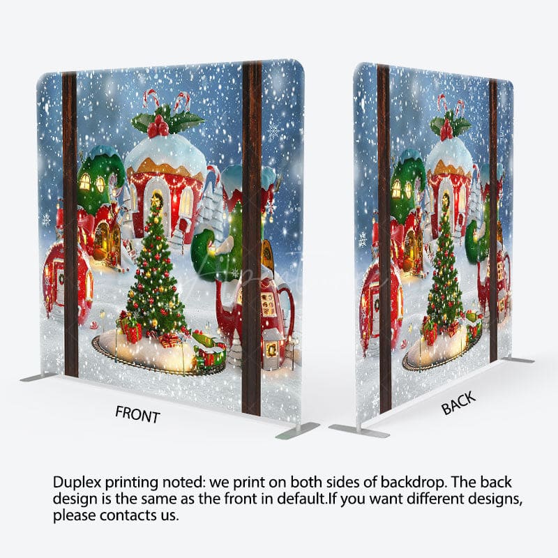 Aperturee - Aperturee Snowy Xmas House Tree Holiday Pillow Cover Backdrop