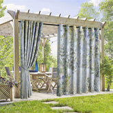 Aperturee - Aperturee Snowy Xmas Tree Waterproof Printed Outdoor Curtains