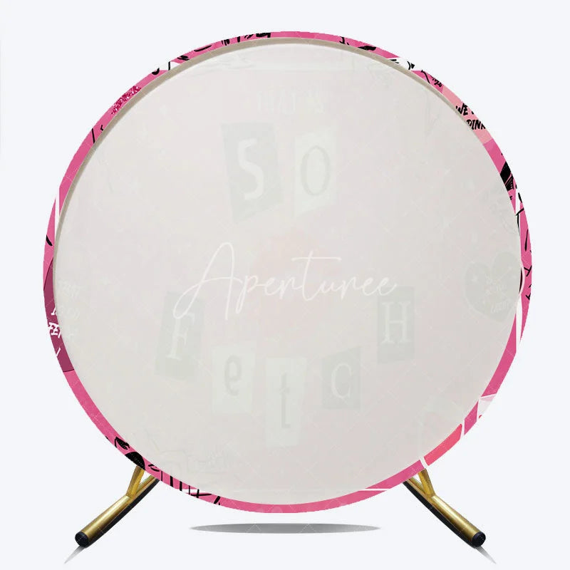 Aperturee - Aperturee So Fetch Pink Mean Girls Theme Birthday Round Backdrop Y2K Style Lip and Wine Glasses Party Cover