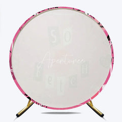 Aperturee - Aperturee So Fetch Pink Mean Girls Theme Birthday Round Backdrop Y2K Style Lip and Wine Glasses Party Cover