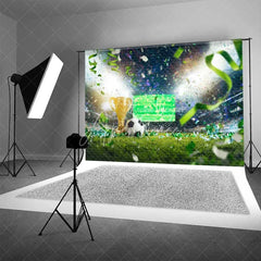 Aperturee - Aperturee Soccer Field Trophy Backdrop Sports Game Victory Celebration Green Grass Photography Background