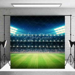 Aperturee - Aperturee Soccer Stadium Room Set Backdrop Night Lights Football Field Green Grass Background Sports Theme Photography Prop