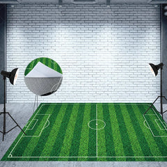 Aperturee - Aperturee Soccer Stadium Room Set Backdrop Night Lights Football Field Green Grass Background Sports Theme Photography Prop