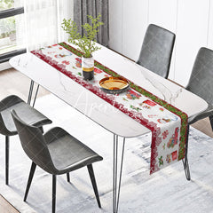 Aperturee - Aperturee Socks Gifts Truck Snowman Christmas Table Runner