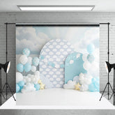 Aperturee - Aperturee Soft Blue Sky and White Clouds Backdrop Dreamy Star for Baby Birthday Cake Smash