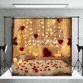 Aperturee - Aperturee Soft Mat Petal Red Heart Wood Valentines Day Backdrop