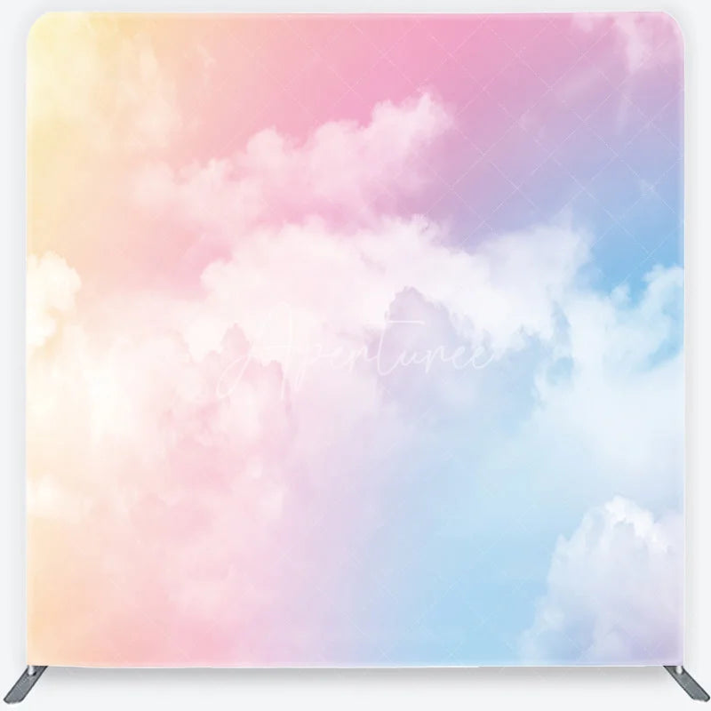 Aperturee - Aperturee Soft Pastel Gradient Sky Clouds Square Double-Sided Backdrop Dreamy Photography Background for Baby Shower Party