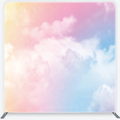 Aperturee - Aperturee Soft Pastel Gradient Sky Clouds Square Double-Sided Backdrop Dreamy Photography Background for Baby Shower Party