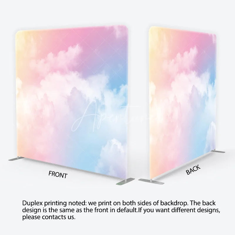 Aperturee - Aperturee Soft Pastel Gradient Sky Clouds Square Double-Sided Backdrop Dreamy Photography Background for Baby Shower Party