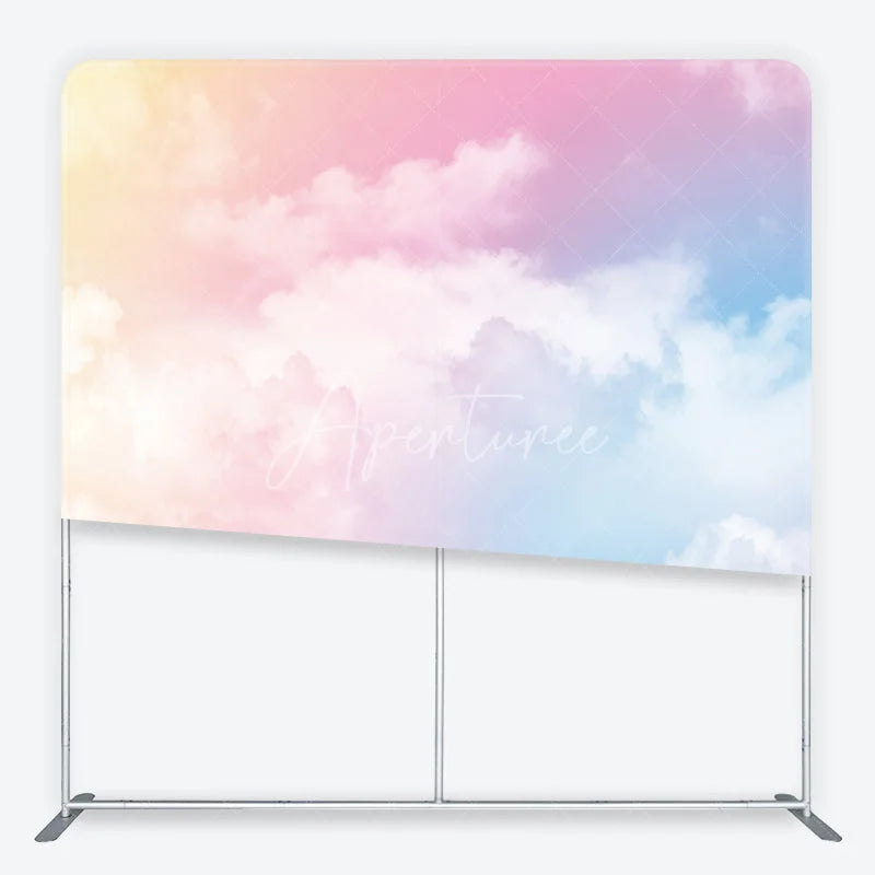 Aperturee - Aperturee Soft Pastel Gradient Sky Clouds Square Double-Sided Backdrop Dreamy Photography Background for Baby Shower Party