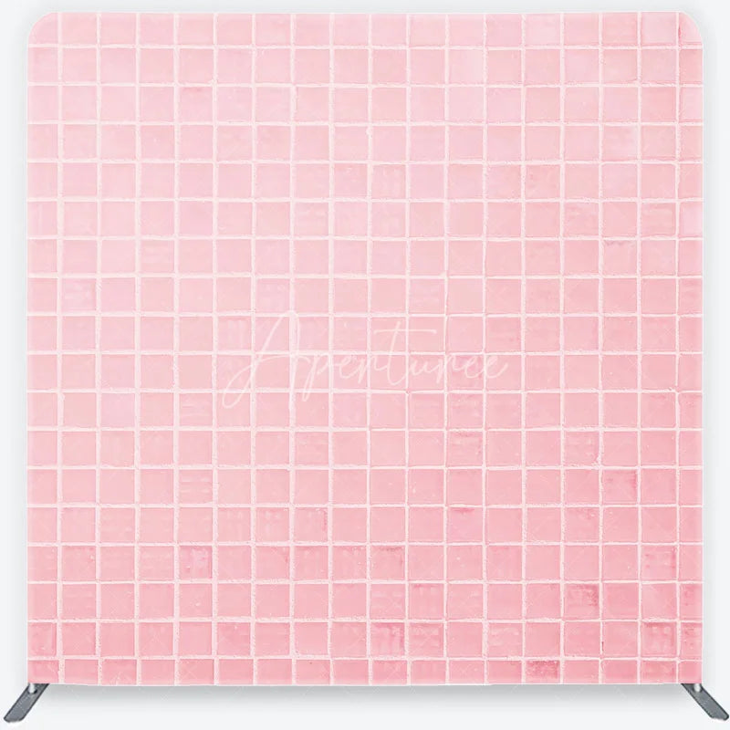 Aperturee - Aperturee Soft Pastel Pink Tile Pattern Square Double-Sided Backdrop Modern Minimalist Design for Photography
