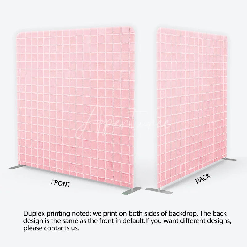 Aperturee - Aperturee Soft Pastel Pink Tile Pattern Square Double-Sided Backdrop Modern Minimalist Design for Photography
