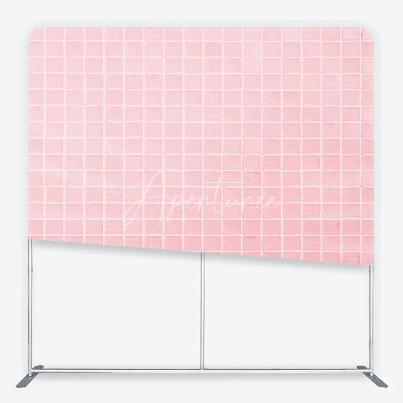 Aperturee - Aperturee Soft Pastel Pink Tile Pattern Square Double-Sided Backdrop Modern Minimalist Design for Photography