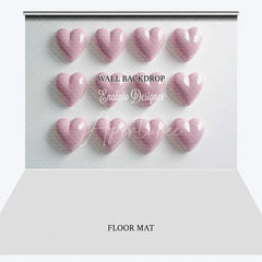 Aperturee - Aperturee Soft Pink 3D Hearts Grid Pattern Combo Set Backdrop Romantic Valentine’s Day Decor
