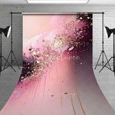Aperturee - Aperturee Soft Pink and Burgundy Abstract Sweep Art Backdrop Luxury Gold Flakes and Drips Photography Background