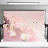 Aperturee - Aperturee Soft Pink Fluid Waves and Gold Confetti Backdrop Abstract Photography Background Elegant Party Decor