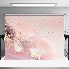 Aperturee - Aperturee Soft Pink Fluid Waves and Gold Confetti Backdrop Abstract Photography Background Elegant Party Decor