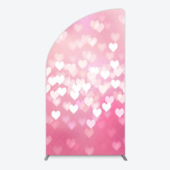 Aperturee - Aperturee Soft Pink Gradient Heart Bokeh Half Moon Arch Backdrop Romantic Valentine’s Day and Baby Shower Decor