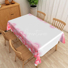 Aperturee - Aperturee Soft Pink Watercolor Border Rectangle Tablecloth Abstract Romantic Gradient Table Cover Wedding Baby Shower Decor