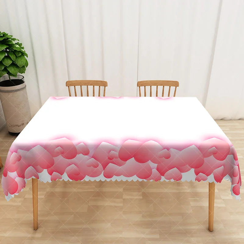 Aperturee - Aperturee Soft Pink Watercolor Border Rectangle Tablecloth Abstract Romantic Gradient Table Cover Wedding Baby Shower Decor