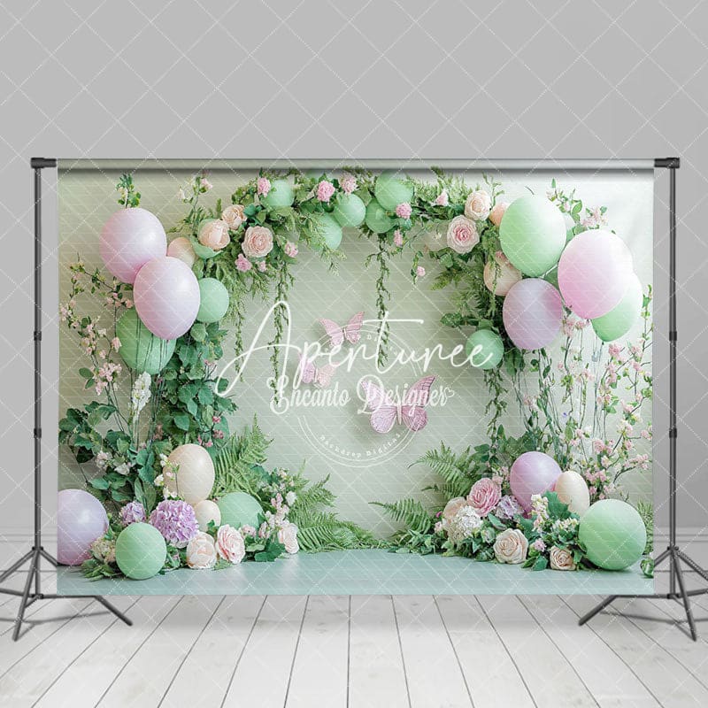 Aperturee - Aperturee Soft Spring Floral Willow Photography Spring Backdrop