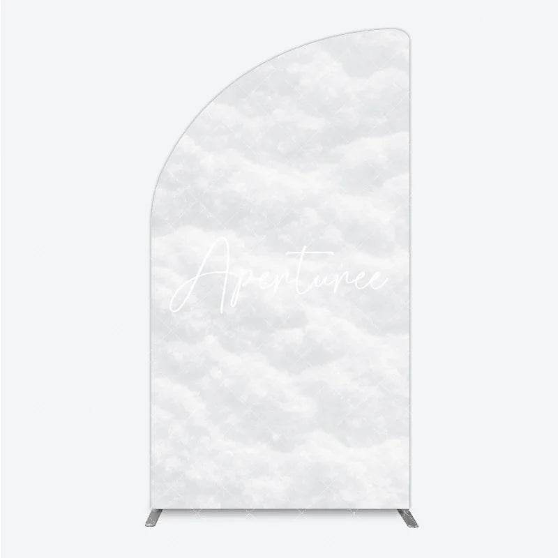 Aperturee - Aperturee Soft White Textured Snow Fluffy Half Moon Arch Backdrop Elegant Winter Wonderland Holiday Party Decor