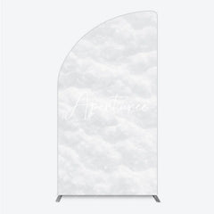 Aperturee - Aperturee Soft White Textured Snow Fluffy Half Moon Arch Backdrop Elegant Winter Wonderland Holiday Party Decor