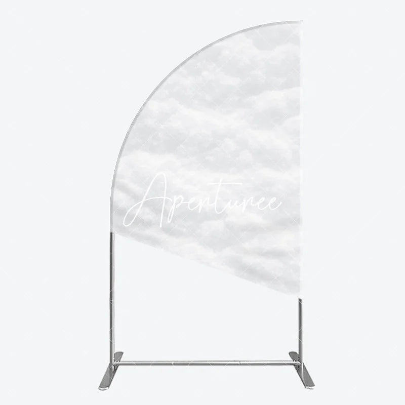 Aperturee - Aperturee Soft White Textured Snow Fluffy Half Moon Arch Backdrop Elegant Winter Wonderland Holiday Party Decor