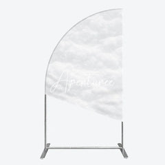 Aperturee - Aperturee Soft White Textured Snow Fluffy Half Moon Arch Backdrop Elegant Winter Wonderland Holiday Party Decor