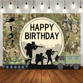 Aperturee - Aperturee Soldier Tank Aircraft Training Happy Birthday Backdrop