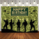 Aperturee - Aperturee Soldier Training Silhouette Happy Birthday Backdrop