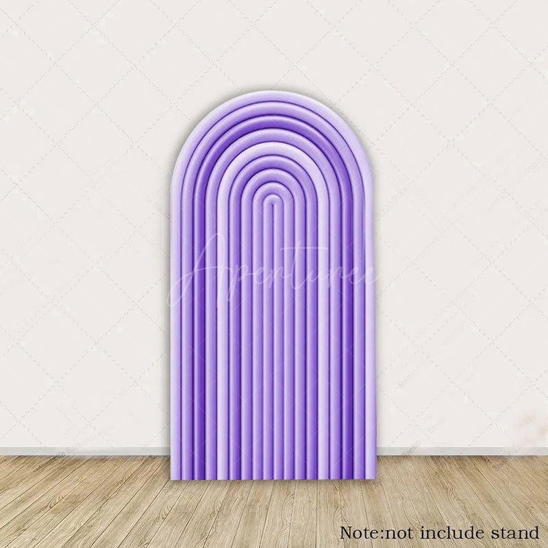 Aperturee - Aperturee Solid Color Rainbow Arch Backdrop Ripples Pattern Party Decor For Birthday Wedding
