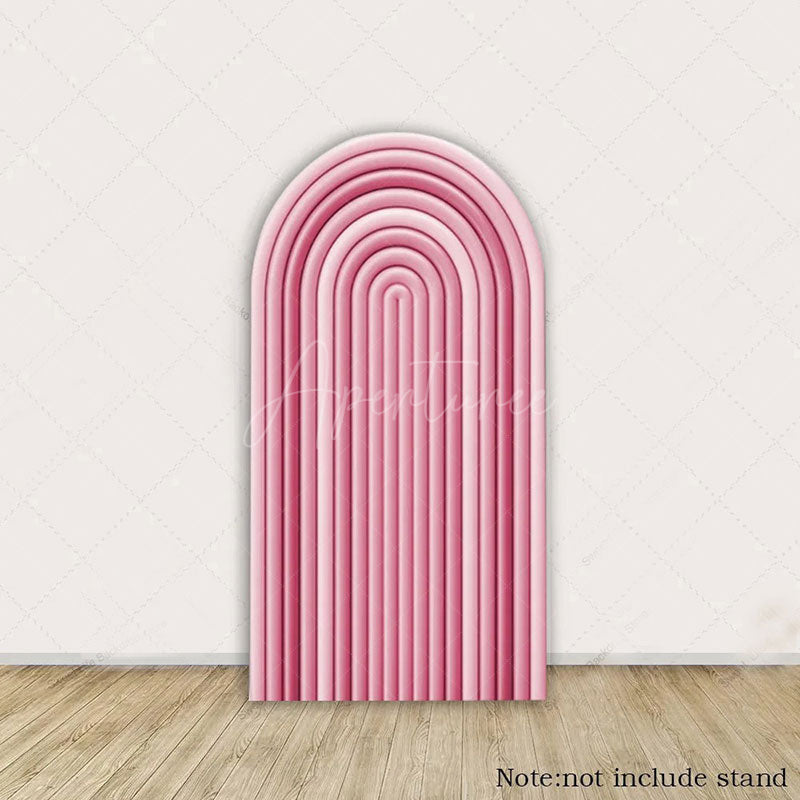 Aperturee - Aperturee Solid Color Rainbow Arch Backdrop Ripples Pattern Party Decor For Birthday Wedding