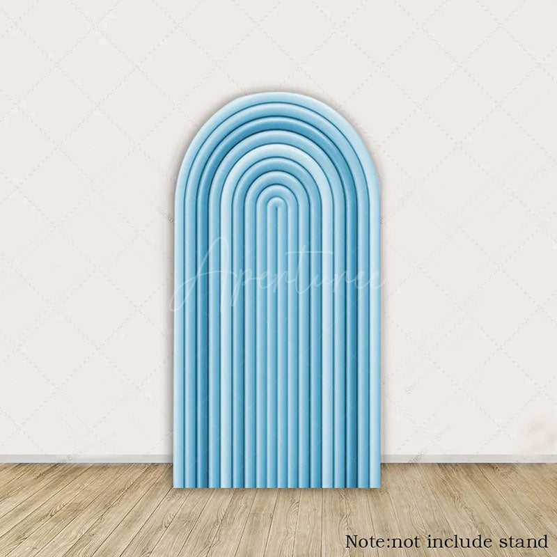 Aperturee - Aperturee Solid Color Rainbow Arch Backdrop Ripples Pattern Party Decor For Birthday Wedding