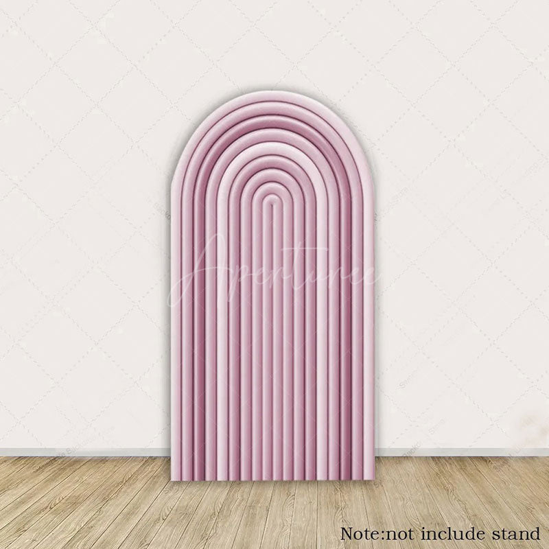 Aperturee - Aperturee Solid Color Rainbow Arch Backdrop Ripples Pattern Party Decor For Birthday Wedding