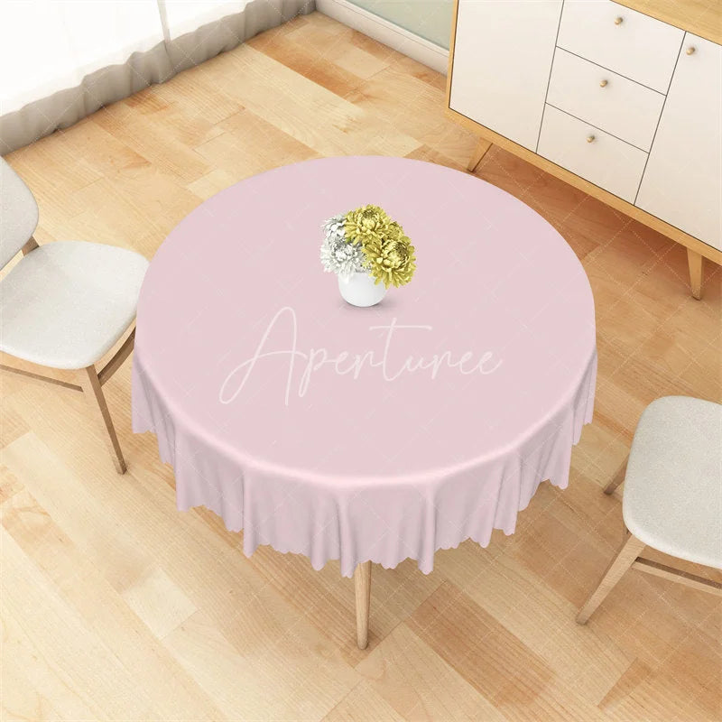 Aperturee - Aperturee Solid Pink Round Tablecloth Simple Pastel Color Polyester Table Cover for Wedding Party