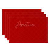 Aperturee - Aperturee Solid Red Set of 4 Placemats Washable Heat Resistant Table Mats Modern Decor for Christmas Valentines Day Dining