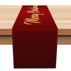 Aperturee - Aperturee Solid Wine Red Rustic Merry Christmas Table Runner