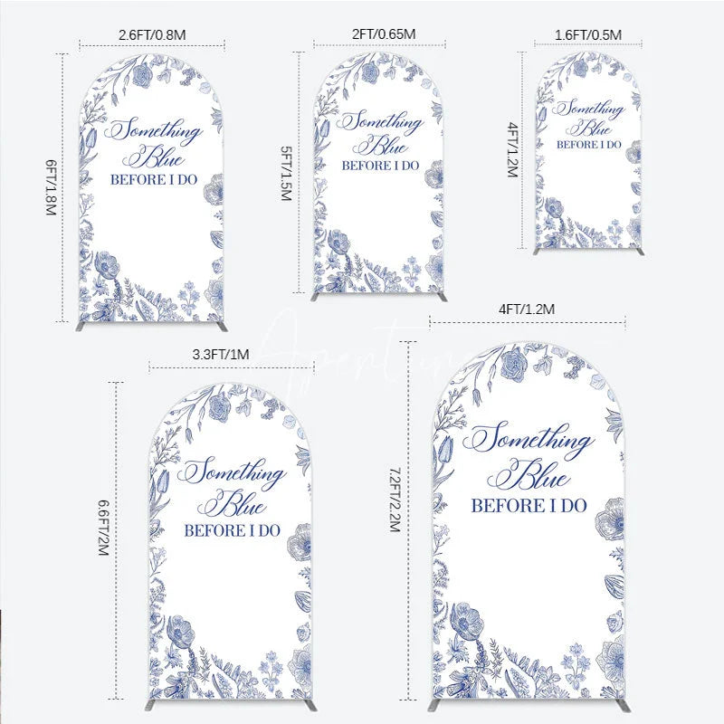 Aperturee - Aperturee Something Blue Before I Do Arch Backdrop for Bridal Shower and Bachelorette Elegant Floral Party Decor