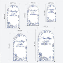 Aperturee - Aperturee Something Blue Before I Do Arch Backdrop for Bridal Shower and Bachelorette Elegant Floral Party Decor