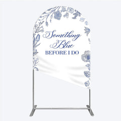 Aperturee - Aperturee Something Blue Before I Do Arch Backdrop for Bridal Shower and Bachelorette Elegant Floral Party Decor