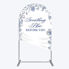 Aperturee - Aperturee Something Blue Before I Do Arch Backdrop for Bridal Shower and Bachelorette Elegant Floral Party Decor
