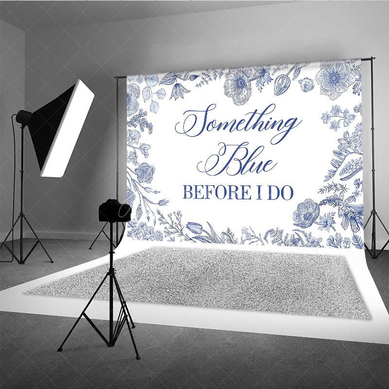 Aperturee Aperturee Something Blue Before I Do Bridal Shower Elegant Blue Floral Sketch Banner Classic Wedding Bachelorette Party