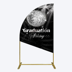 Aperturee - Aperturee Sparkle Black Silver Ball Graduation Half Moon Arch Backdrop