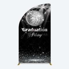 Aperturee - Aperturee Sparkle Black Silver Ball Graduation Half Moon Arch Backdrop