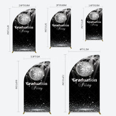 Aperturee - Aperturee Sparkle Black Silver Ball Graduation Half Moon Arch Backdrop