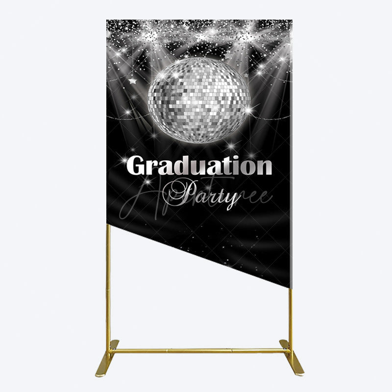 Aperturee - Aperturee Sparkle Black Silver Ball Graduation Rectangle Backdrop